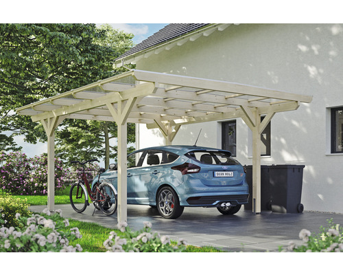 SKAN HOLZ Odenwald enkele carport inclusief paalankers, 428 x 541 cm, natuurlijke afwerking
