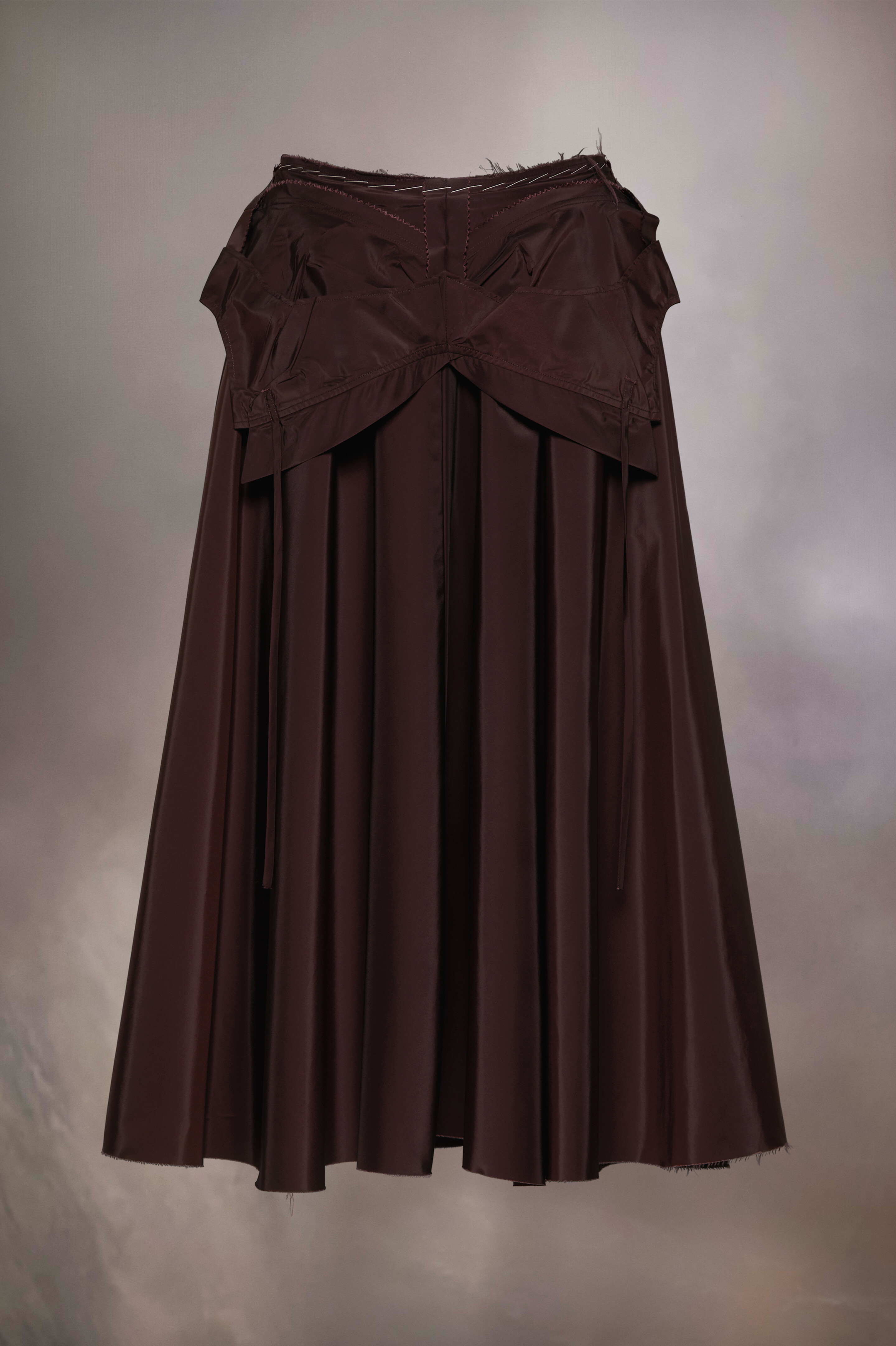 Jupe midi en taffetas Bordeaux