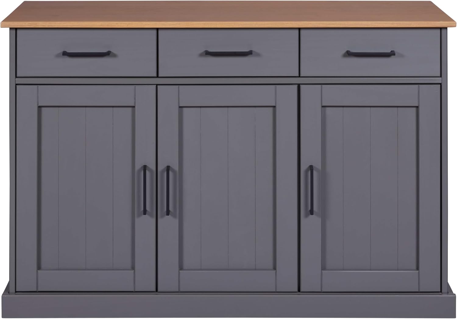 Inter Link – Kommode – Anrichte - Buffet – Sideboard – Kiefer massivholz – FSC - 3 Türen – 3 Schubladen – Landhausstil – Forenzo - Forenzo 3T3Sgrau - Grau/Oak Colori