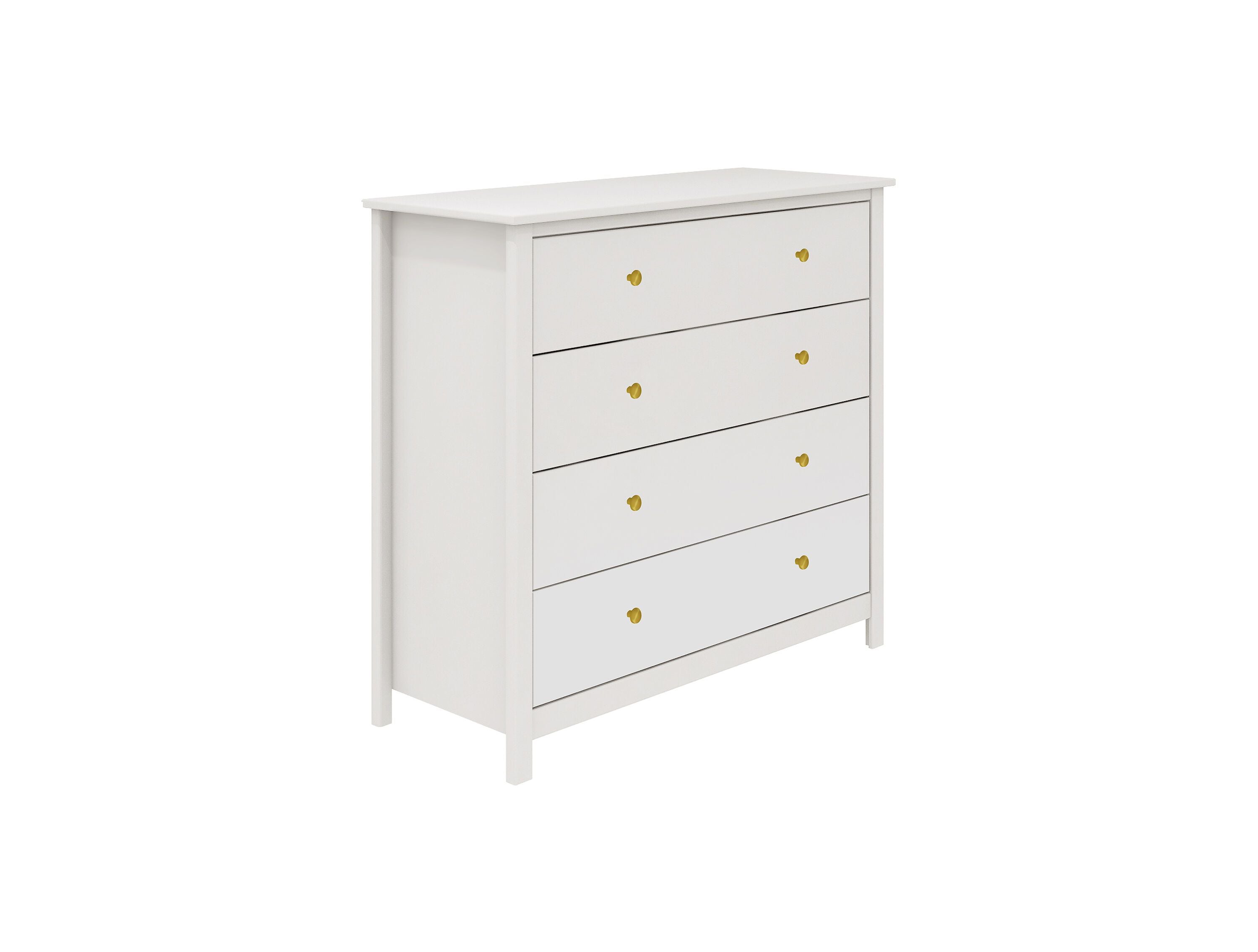 LUNA Kommode mit 4 Schubladen Weiss - Weiss / B: 101.0 cm x T: 40.0 cm x H: 92.2 cm