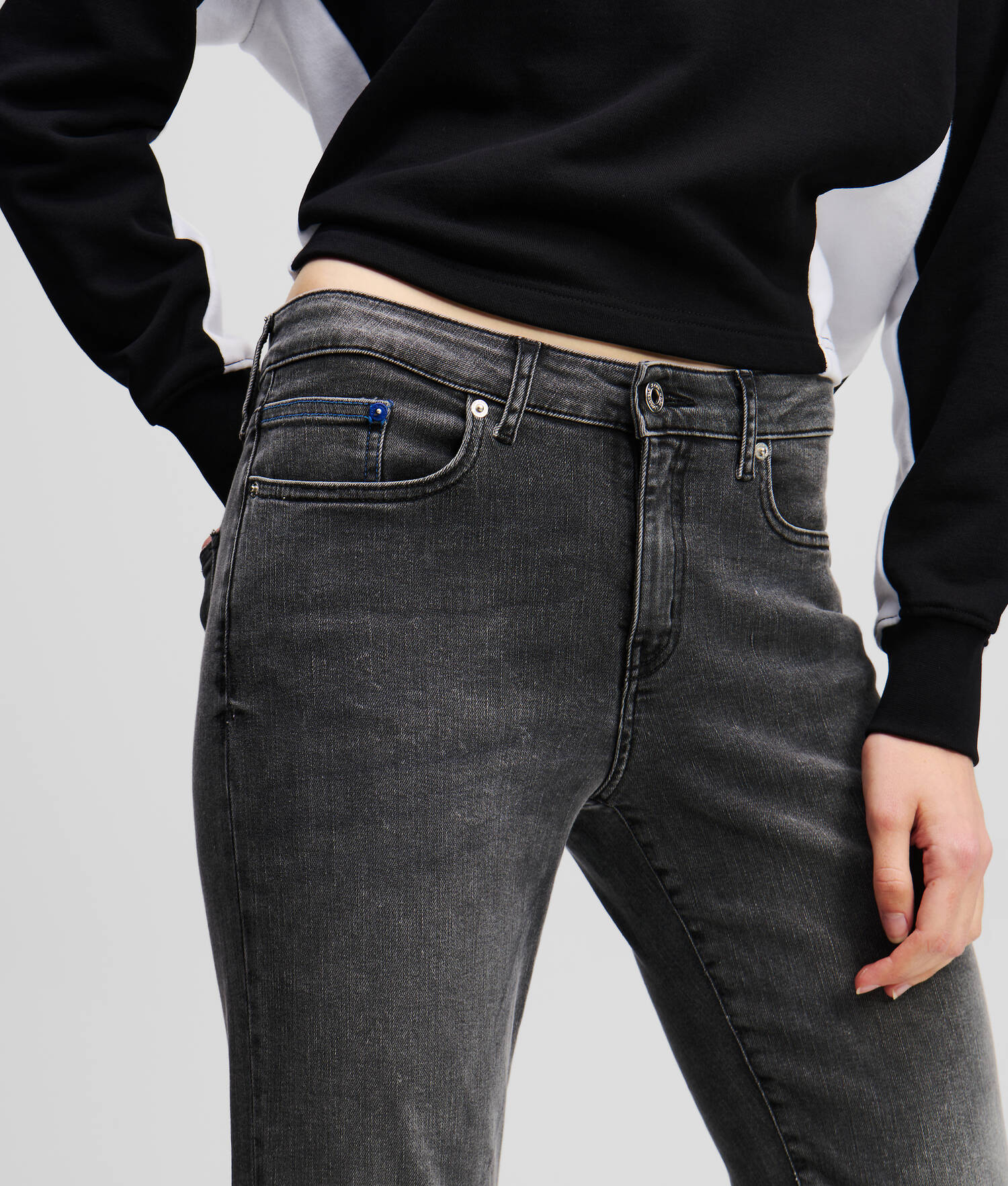 JEAN SLIM TAILLE MI-HAUTE - Noir lavé