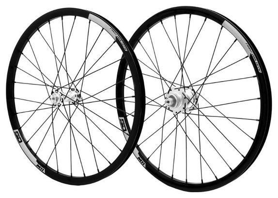 Paire de Roues 20'' (451) Pride Control SD M11 Disque Aluminium 28H Moyeu Argent