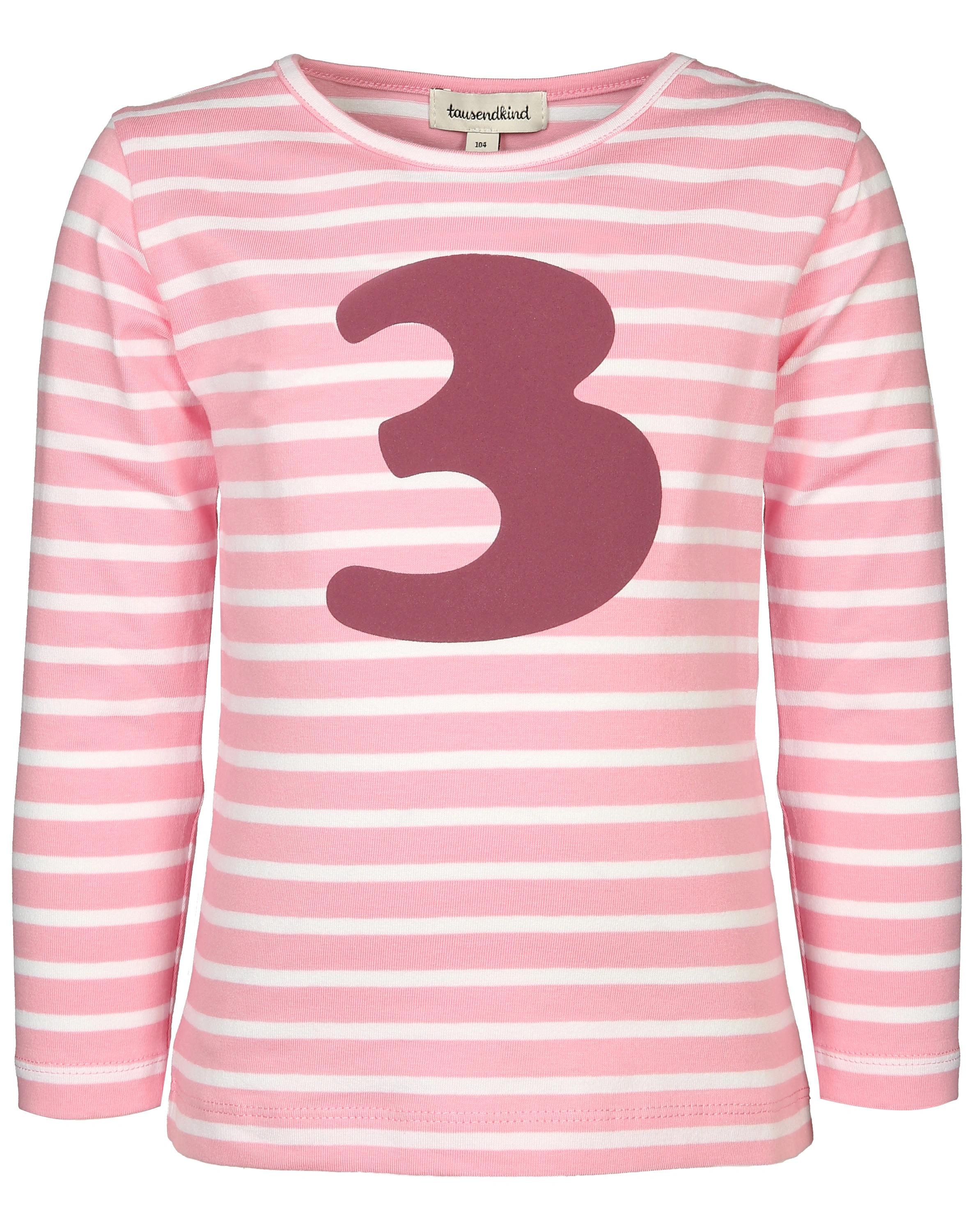 Langarmshirt 3 JAHRE gestreift in rosa/weiß