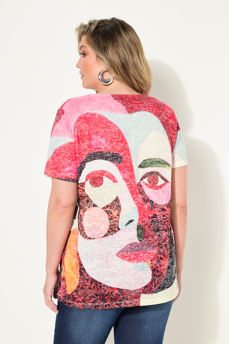 T-Shirt, bequeme Passform, verzierter Gesichts-Druck