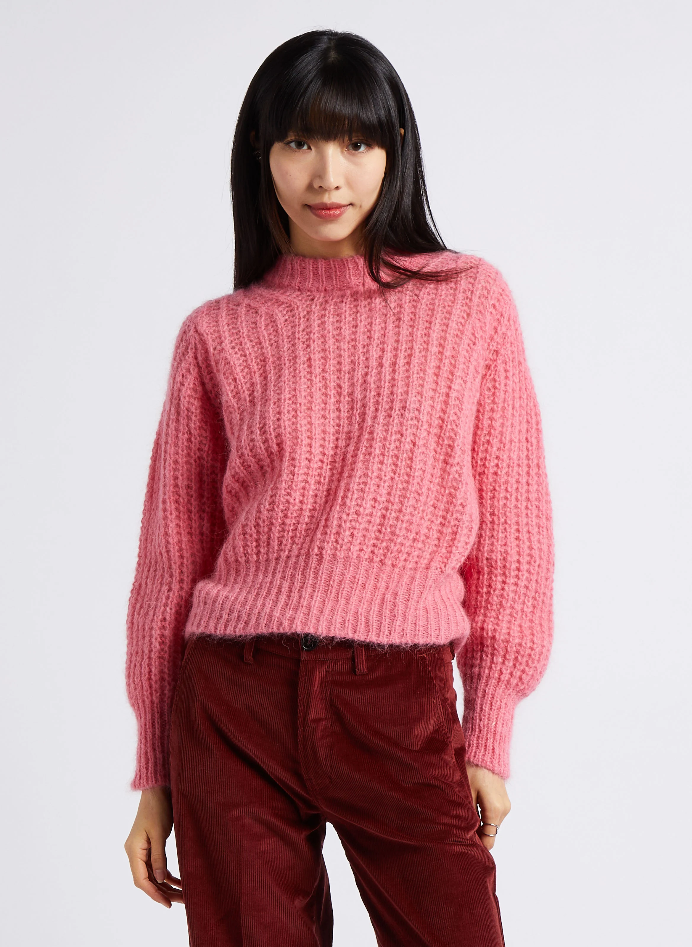 DINA - Pull col rond en laine mélangée | Rose