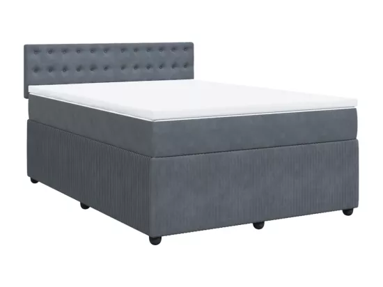 Sommier à lattes de lit et matelas Gris foncé 160x200cm Velours