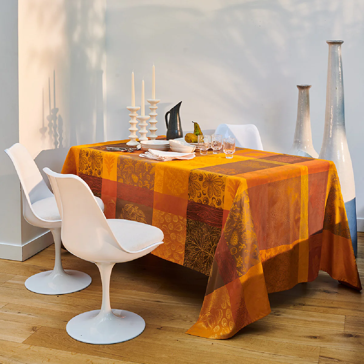 Nappe pur coton orange 180X300 Garnier Thiebaut