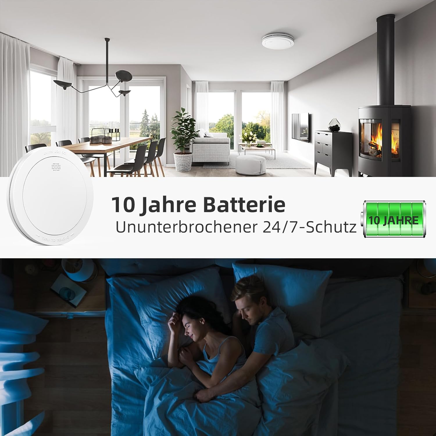 CPVAN Rauchmelder Vernetzt 10 Jahre Batterie mit Magnethalterung, EN14604 Geprüft Funk Feuermelder | Ohne Bohren, Europäischen Norm 85dB Rauchwarnmelder, 10er Set