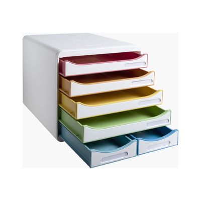 Exacompta Black Office - Module de classement 6 tiroirs - blanc/arlequin