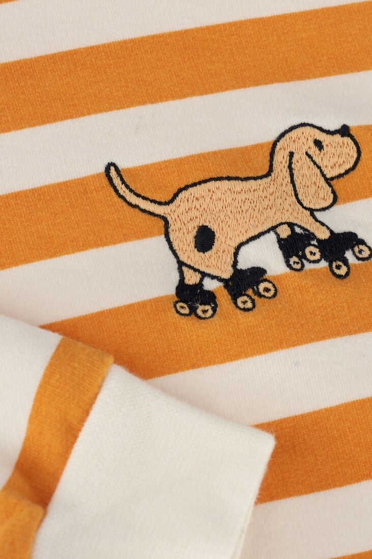 L\u00D6TIEKIDS gebroken wit l&ouml;tiekids sweater sweatshirt stripes+dog embroidery