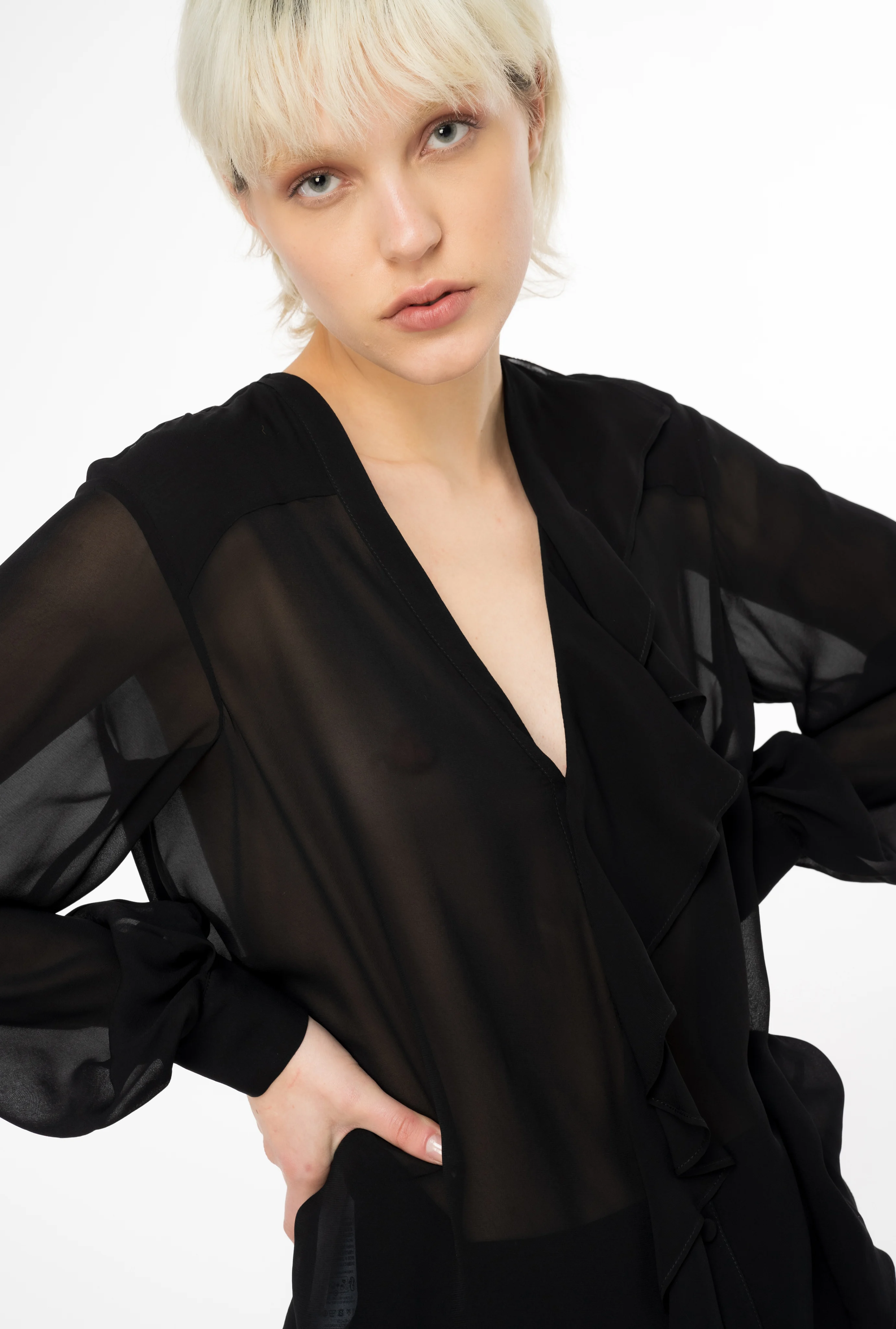 Blouse volantée | Noir