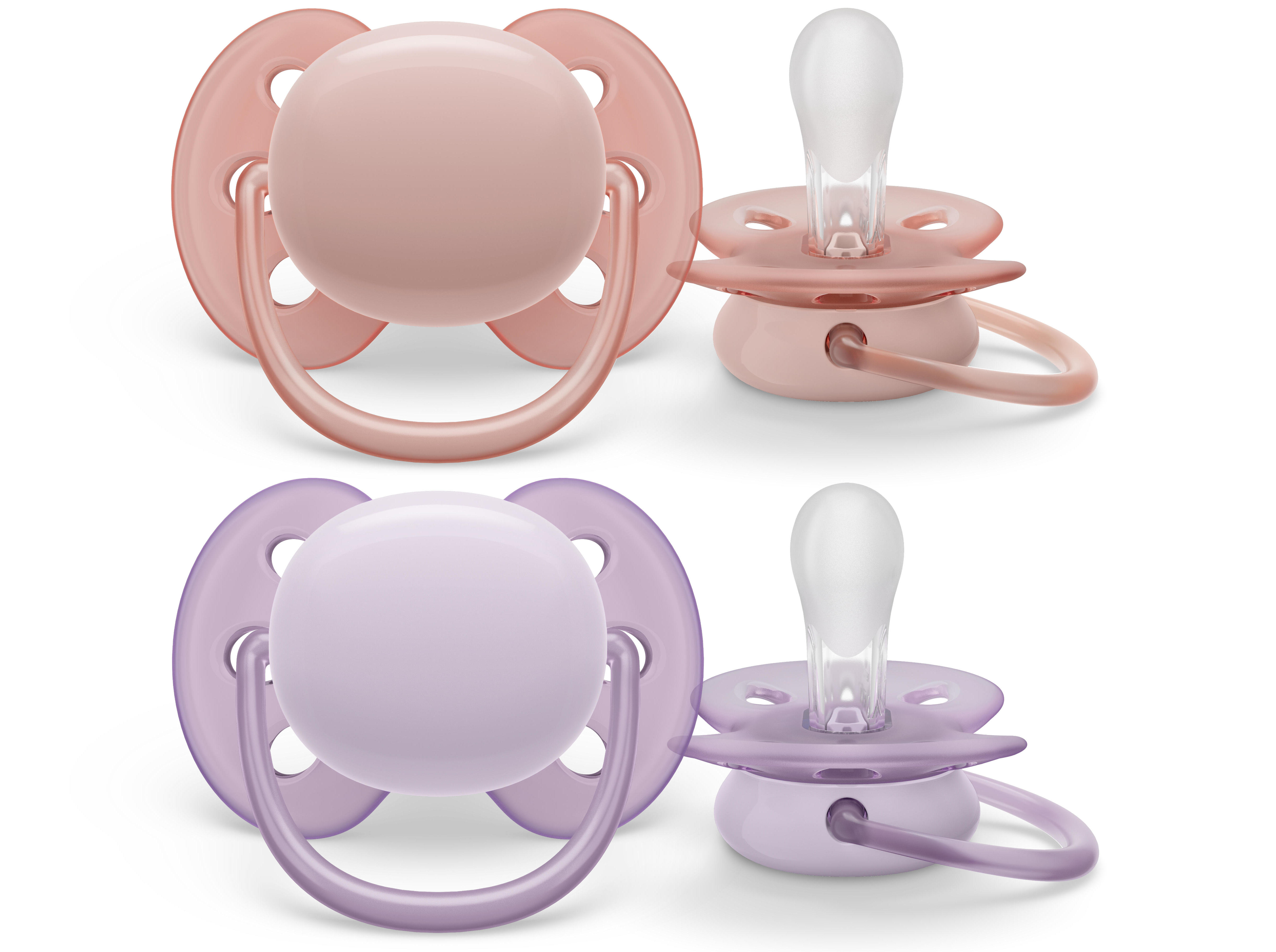 CHUPETA AVENT ULTRA SOFT RO/LILAS 0-6M 2UN