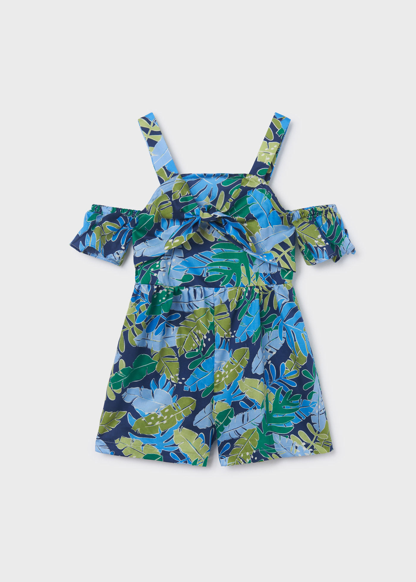 Macacão curto de algodão estampado para meninas