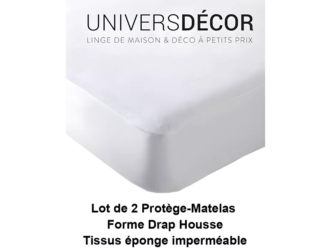 Lot de 2 protège matelas éponge imperméable anti-acariens 160 x 200 + 30 cm