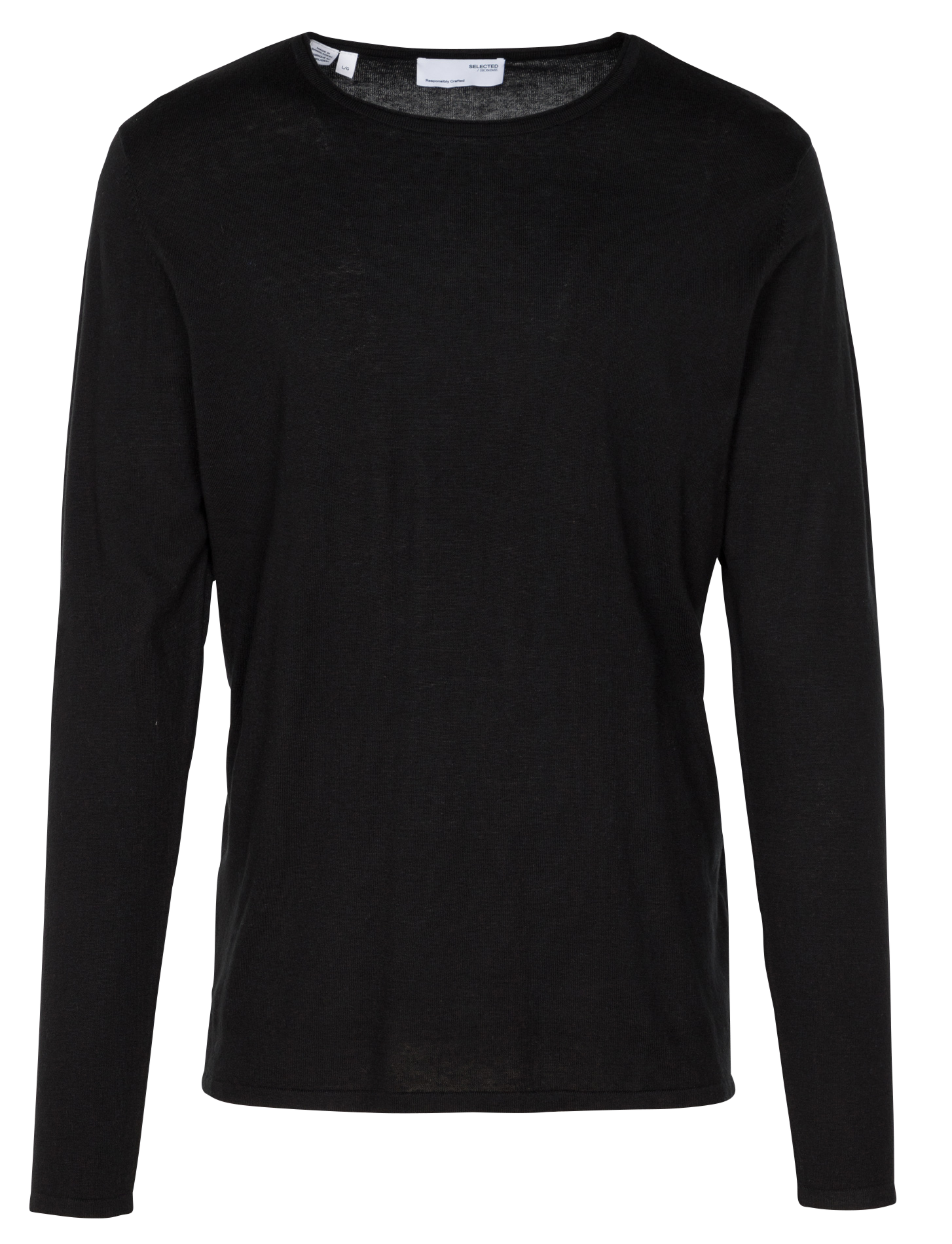 ROME - Pull col rond regular-fit en coton bio mélangé| Noir