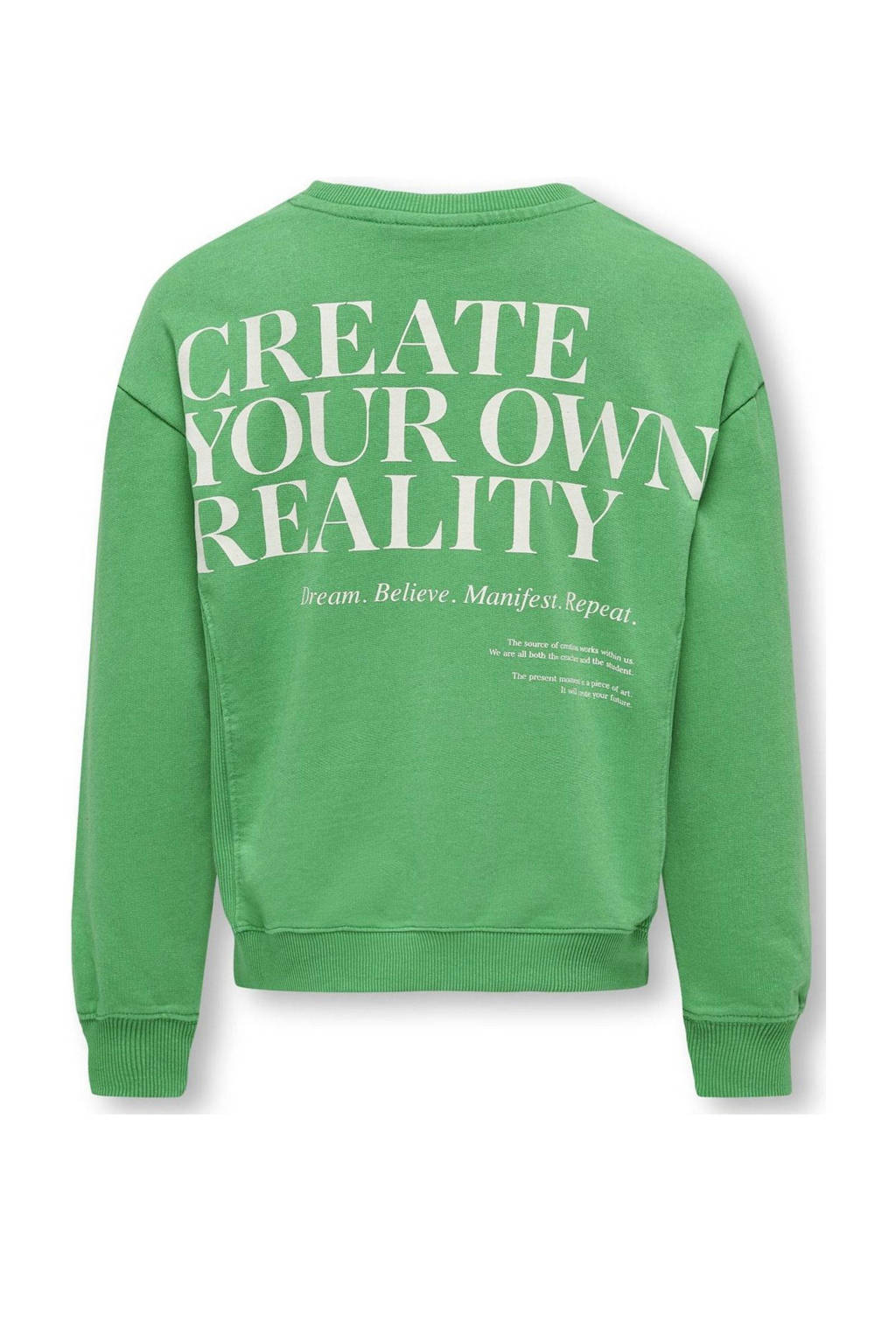 ONLY sweater KOGNELLY met backprint frisgroen