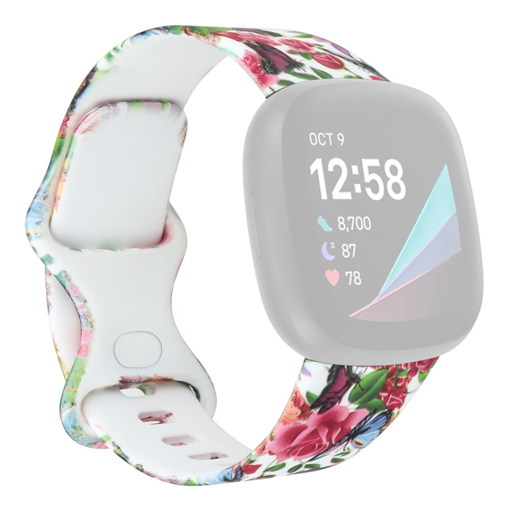 Fitbit Versa 4 / Versa 3 / Sense 2 / Sense Silikon Sport Armband (Gelenkumfang: 180-230mm) - Schmetterlinge / Rosen