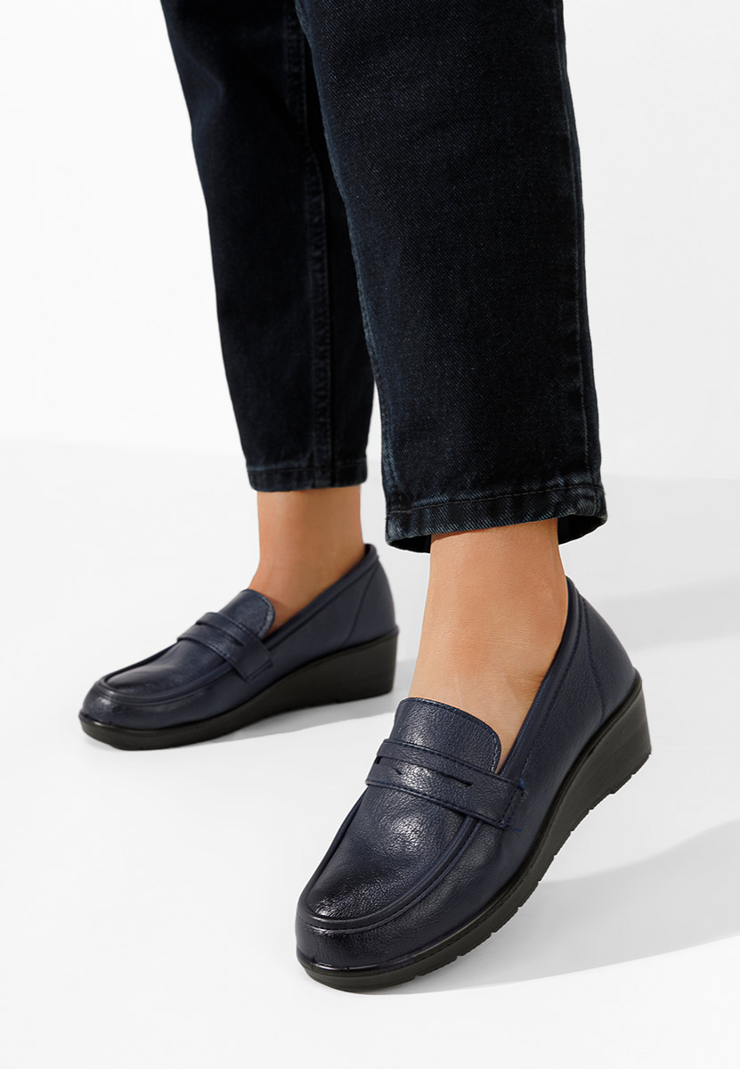 Mocassins femme à plateforme marine Zeia