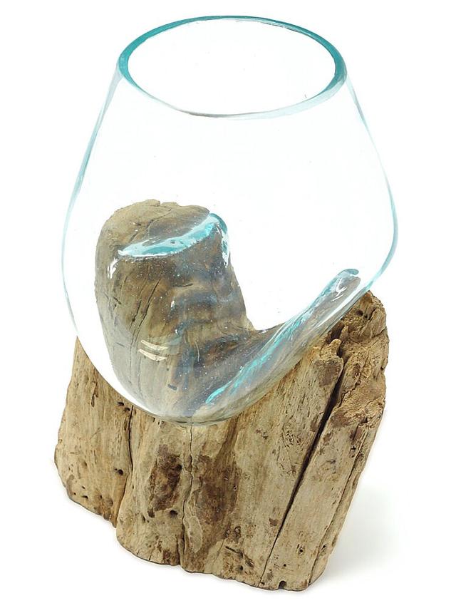 Teakholz mit Glaskugel