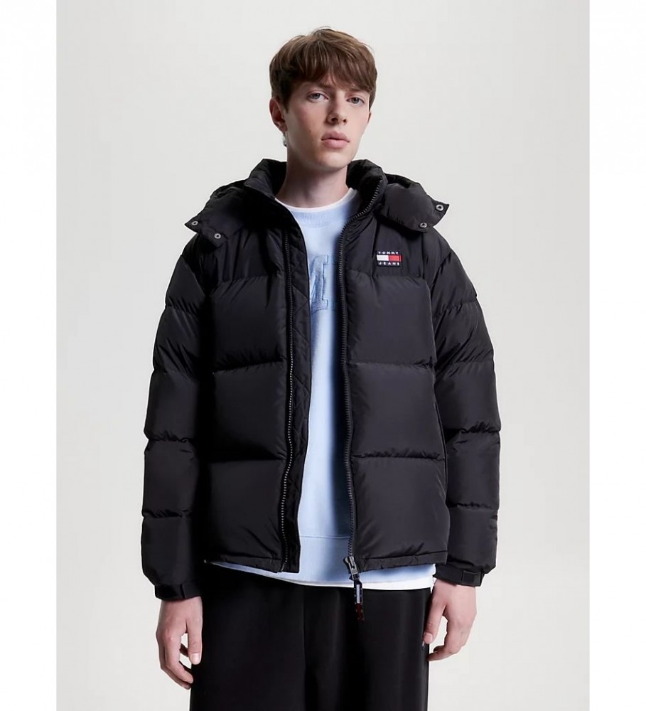 Jaqueta Tommy Jeans Alaska Casual Acolchoada com Capuz Preta