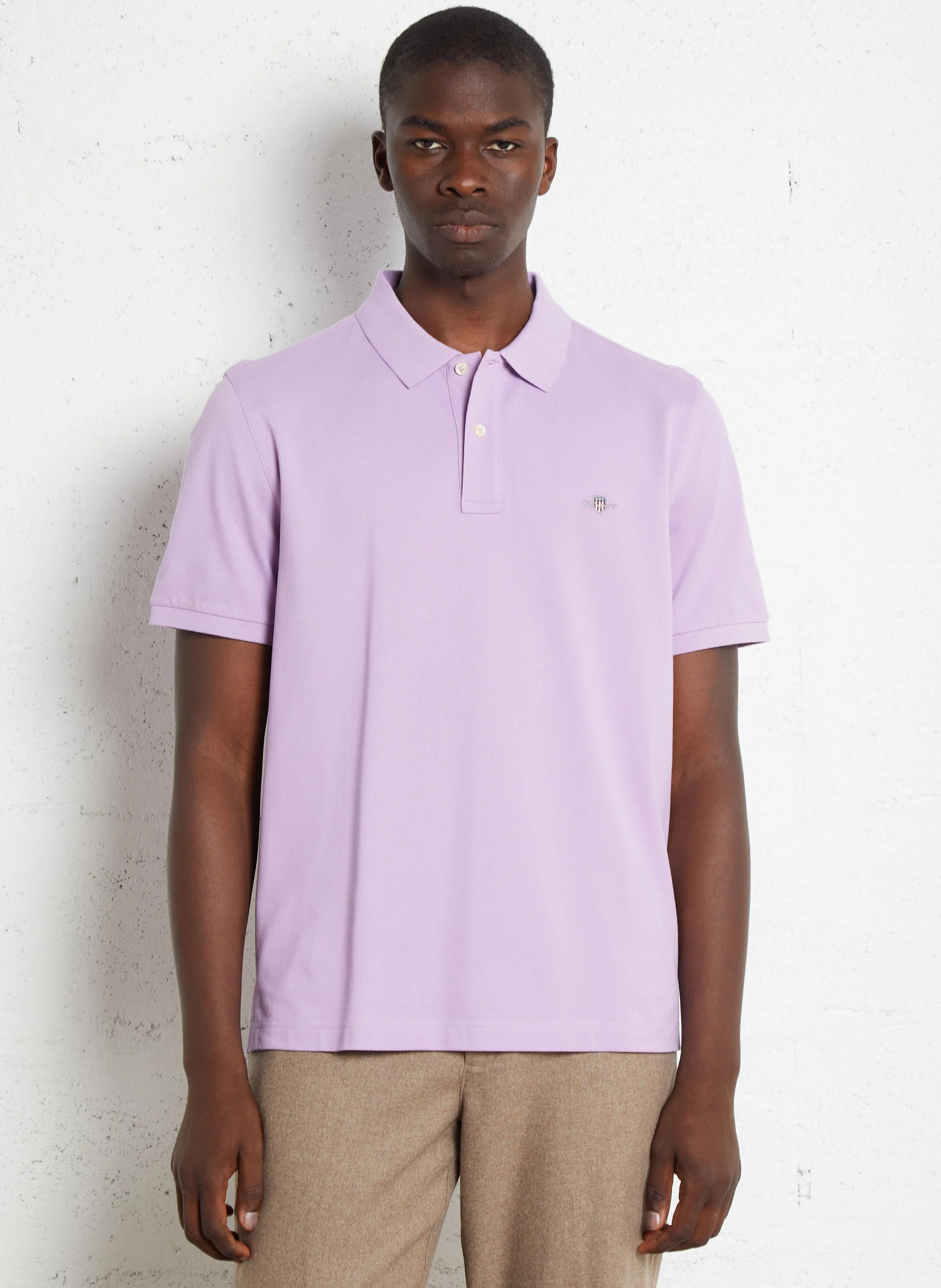 Polo col classique droit en coton| Violet