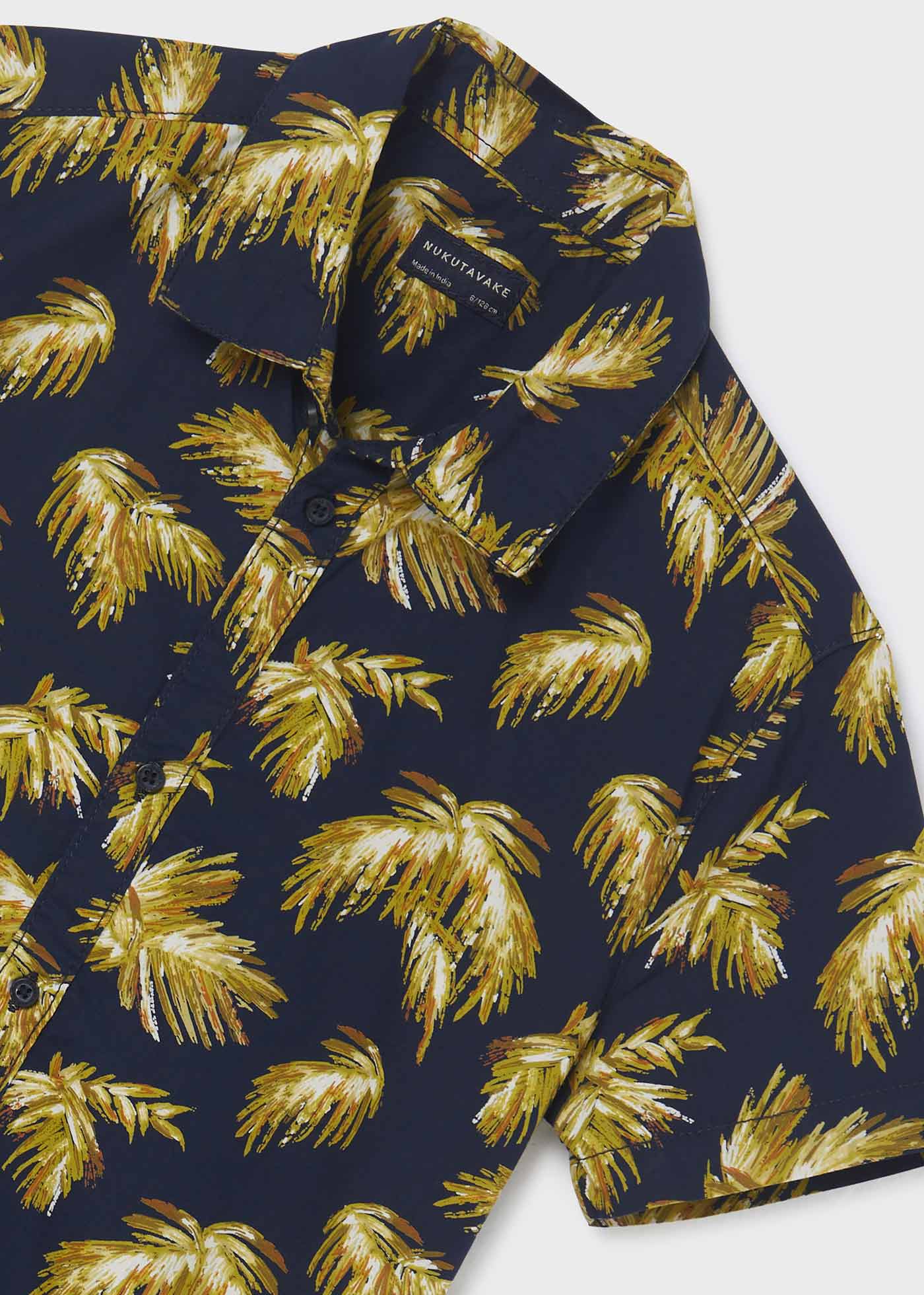 Camisa de algodão estampada de manga curta para meninos