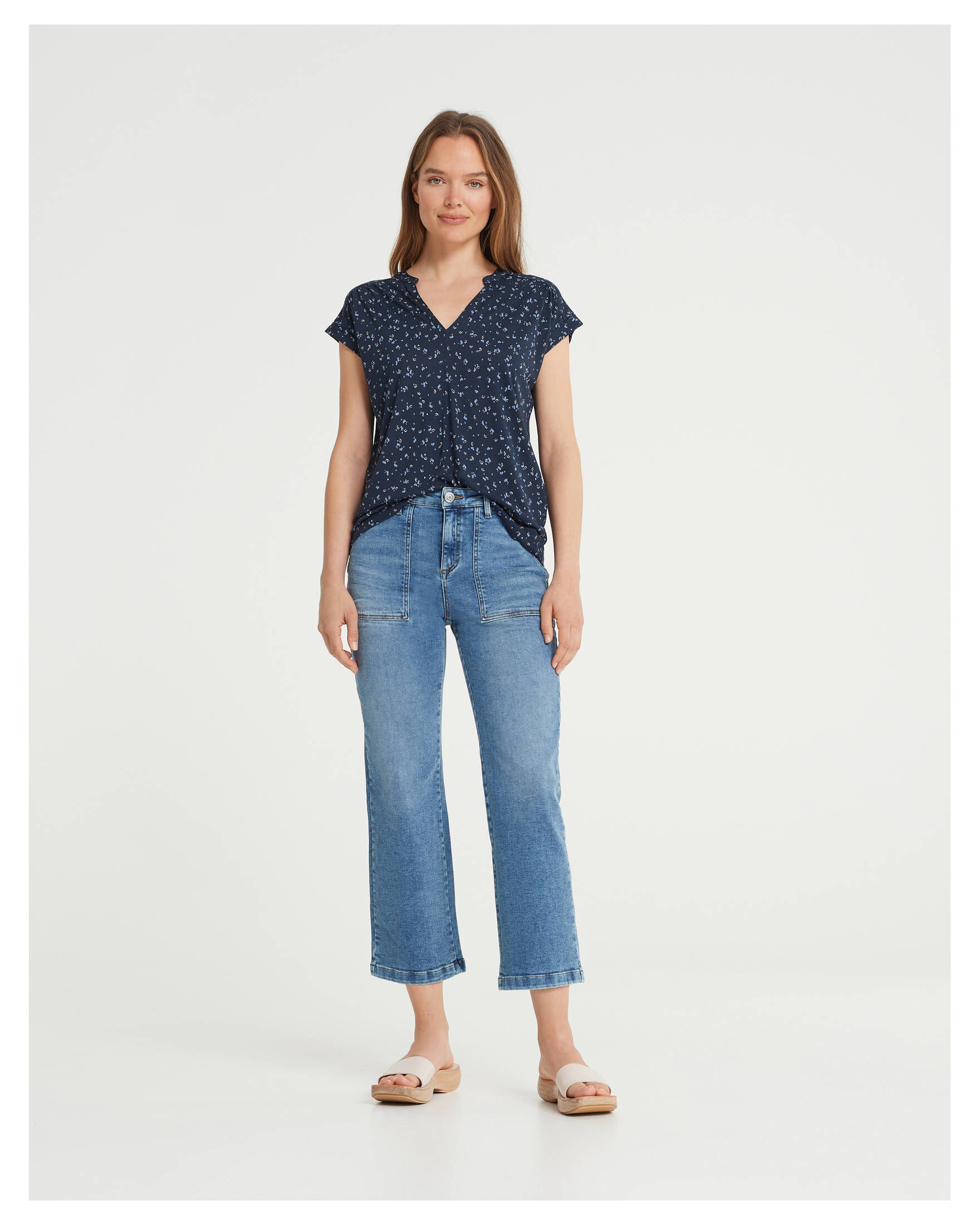 Opus| Damen Shirt SANDI VINTAGE FLOWER Kurzarm