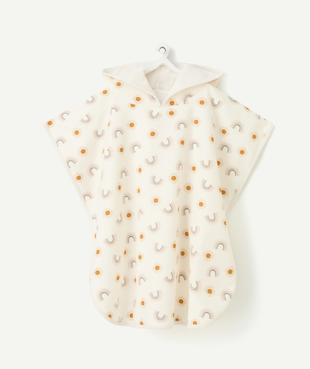 LASSIGSERVIETTE PONCHO BÉBÉ FILLE ANTI-UV BLANCHE IMPRIMÉ ARC-EN-CIEL