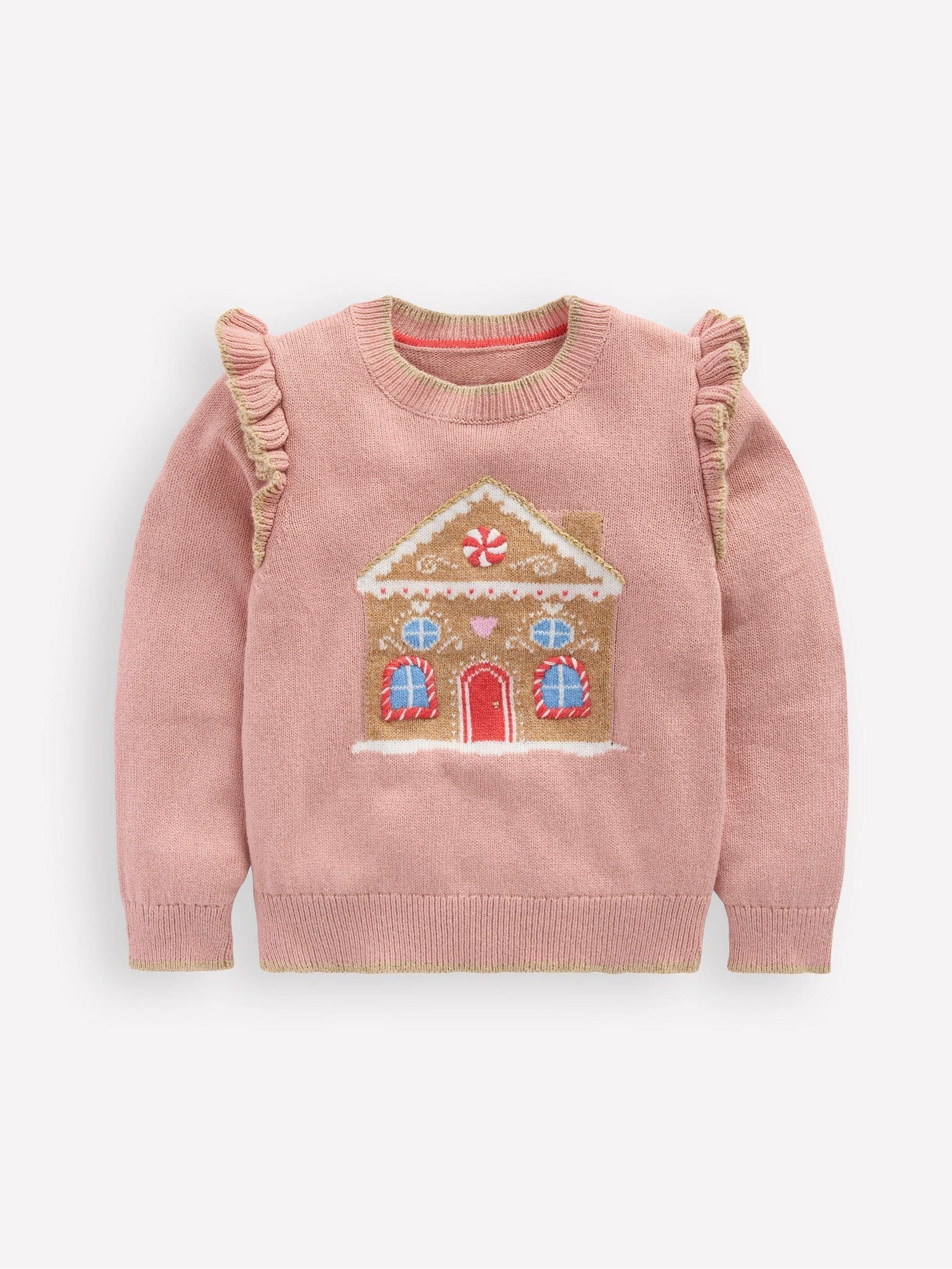 Boden Fun Frill Christmas Logo Jumper
