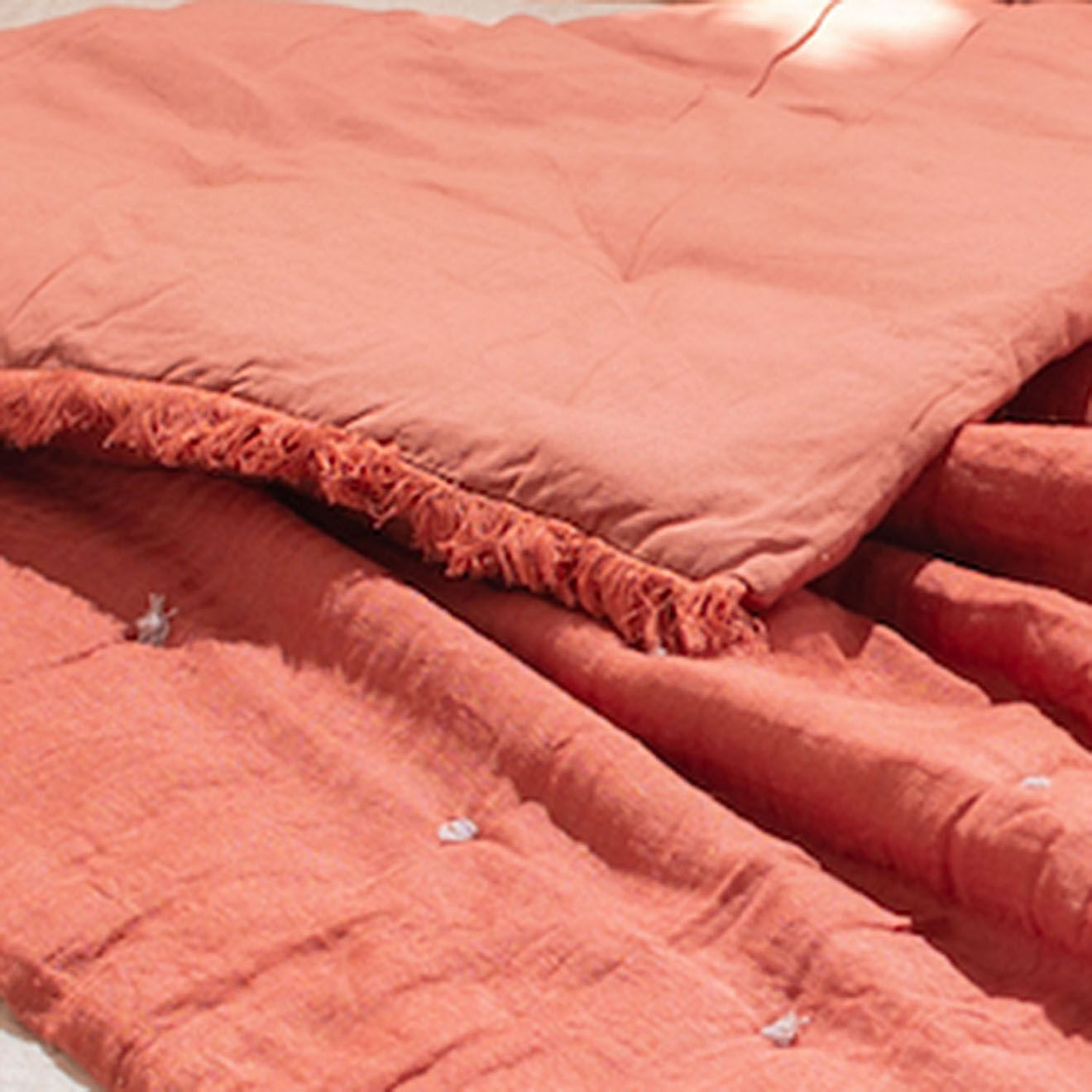 En Fil d'Indienne Edredon Etamine lin mélangé terracotta - 140x240 cm