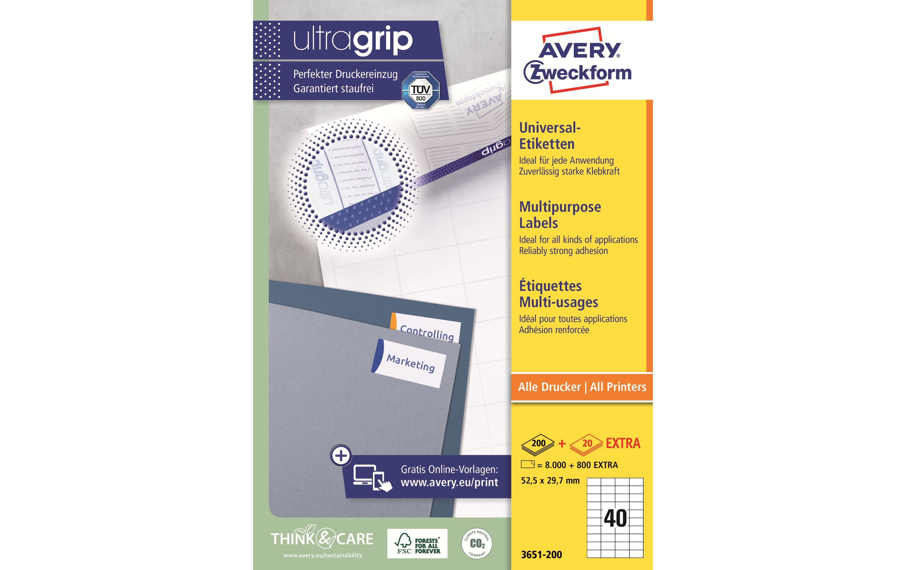 Universal-Etiketten 3651 52.5 x 29.7 mm, 220 BlattWeisse Aufkleber, permanent haftend