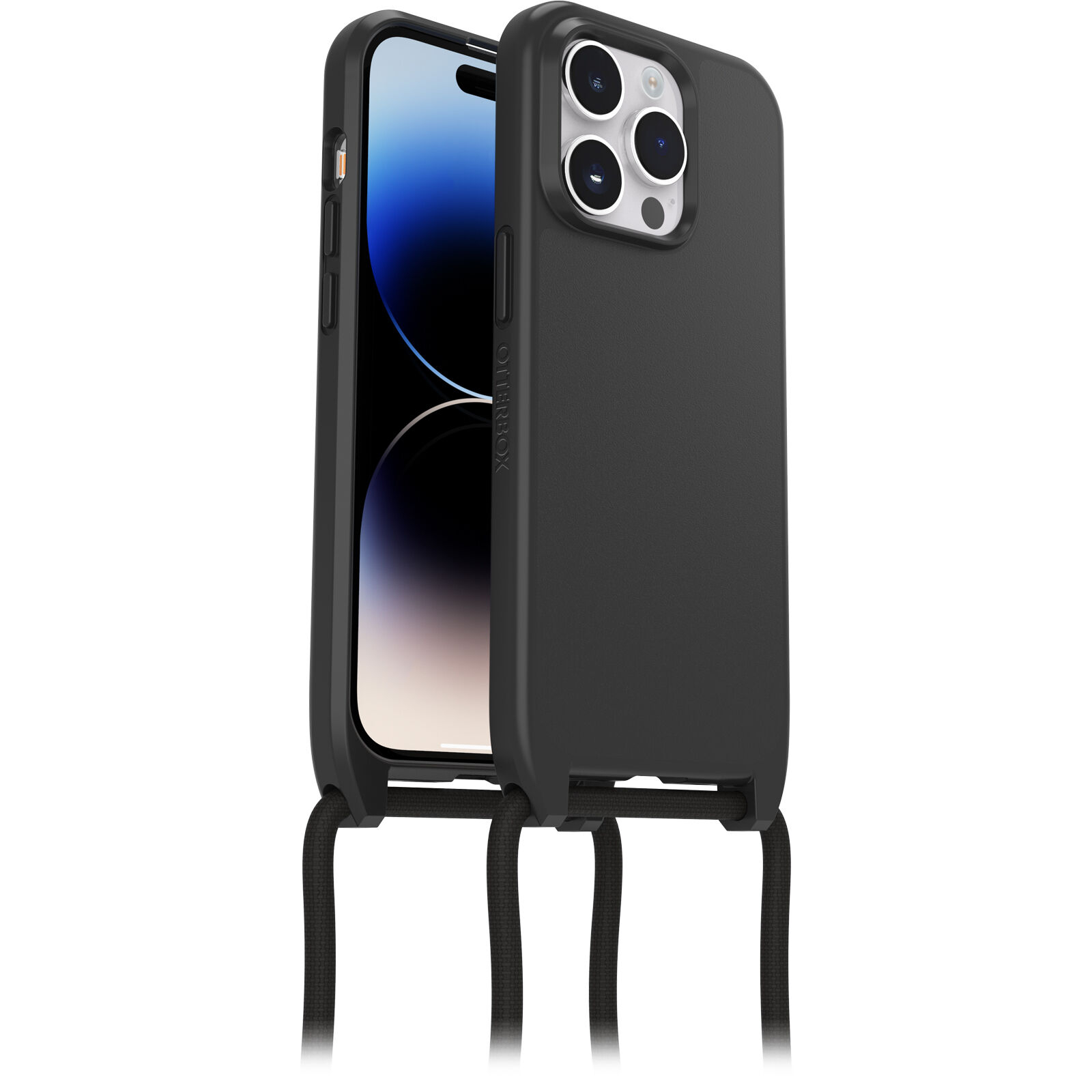 iPhone 14 Pro Max MagSafe Hybrid Necklace Hülle React Necklace Case aus recyceltem Kunststoff mit abnehmbarer Handykette (77-92300) - Schwarz