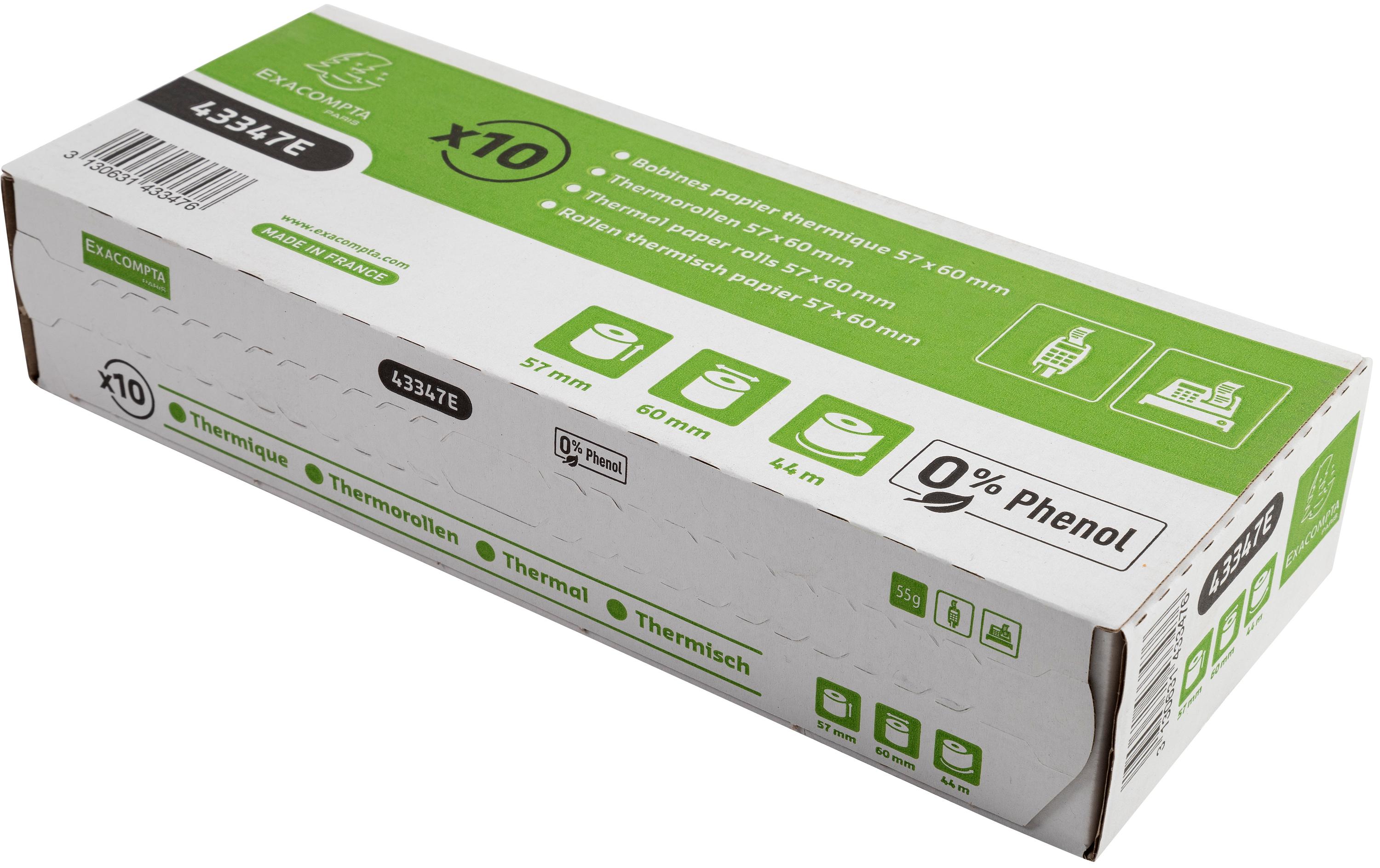 Thermo-Papierrolle 57 x 60 x 12 mm, 44 m, 10 StückAdditionsrollen