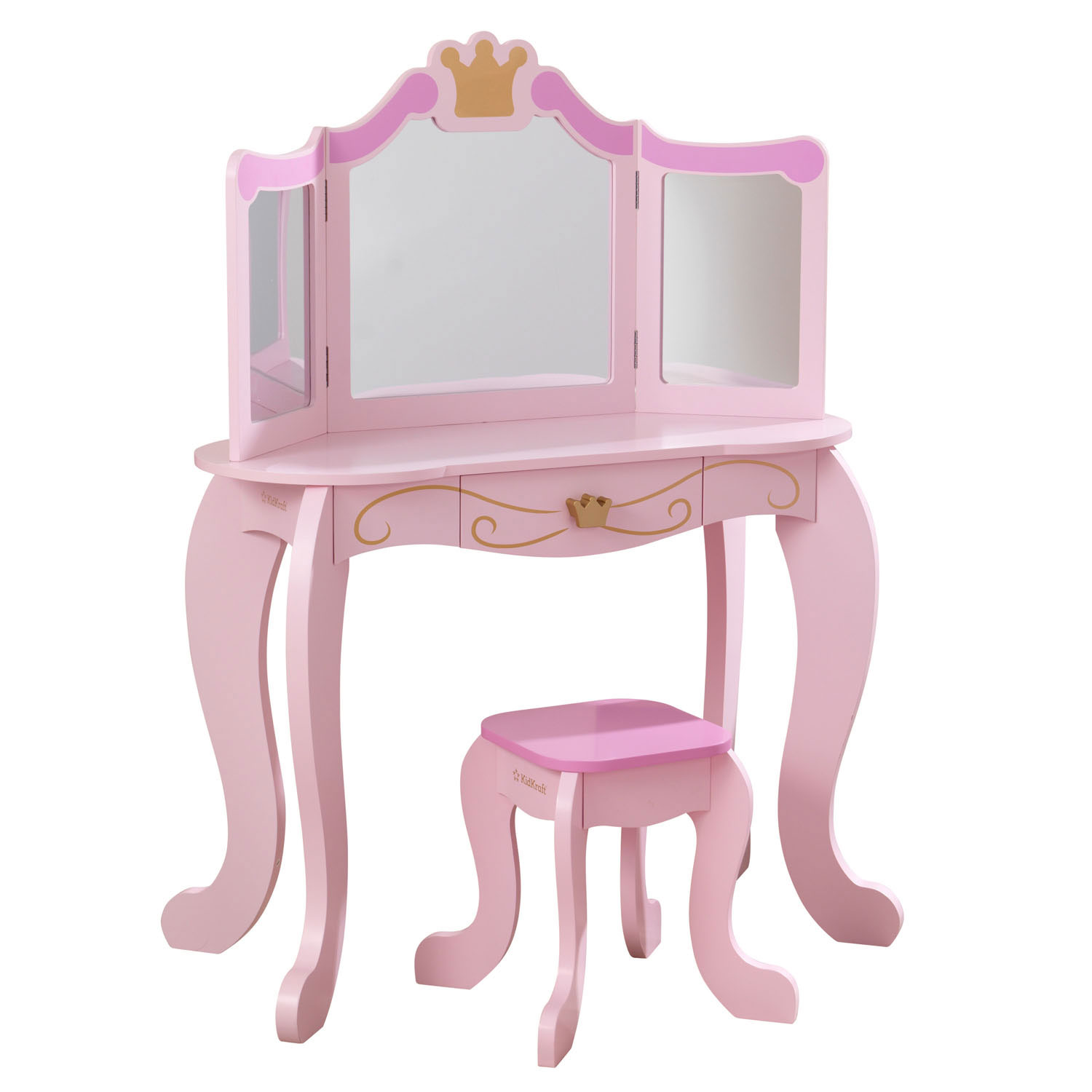 KidKraft Houten Kaptafel Prinses met Kruk Roze