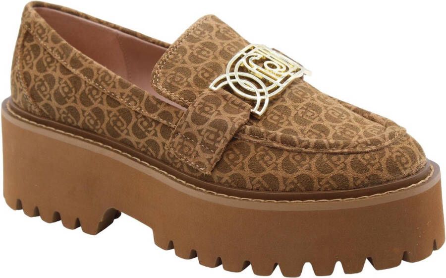 Liu Jo Maxi Wonder 97 BIS leren sneakers bruin beige