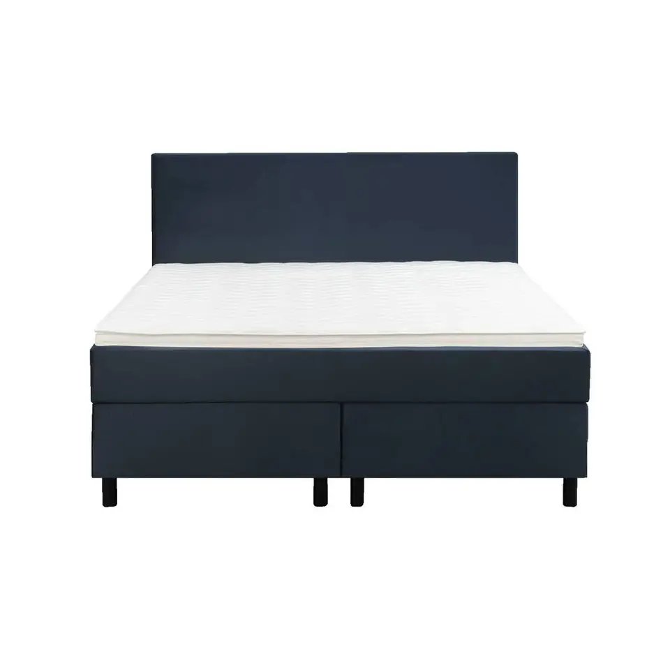 Boxspring Liv egaal - blauw - 140x200 cm - ronde poot