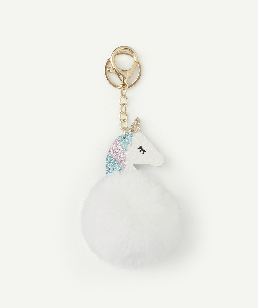 PORTE-CLÉS FILLE AVEC POMPON ET LICORNE PAILLETÉ