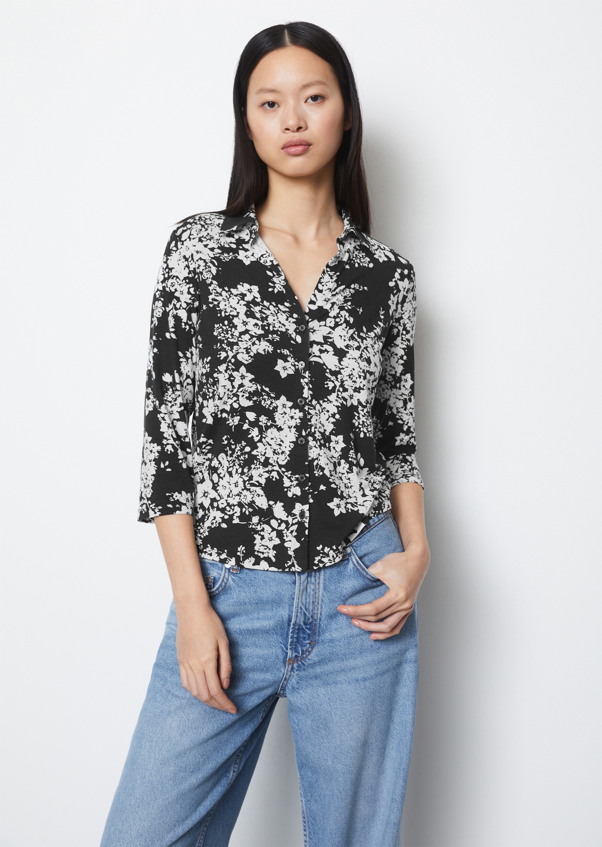 Jersey-Print-Bluse regularaus LENZING™ ECOVERO™