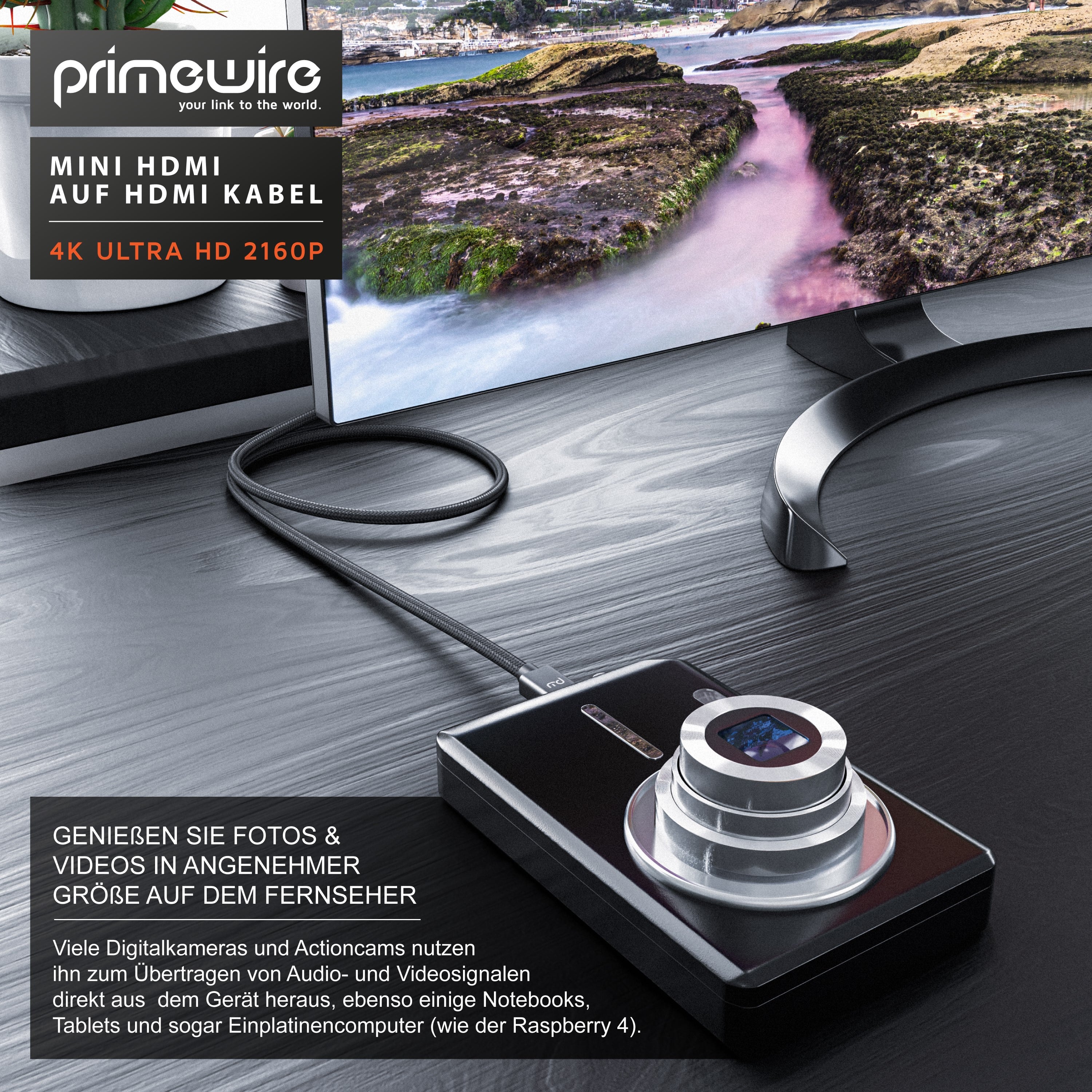 Primewire 8K HDMI auf Mini HDMI Adapterkabel 2.1, 4K 3840 x 2160 @ 60 Hz - 2m