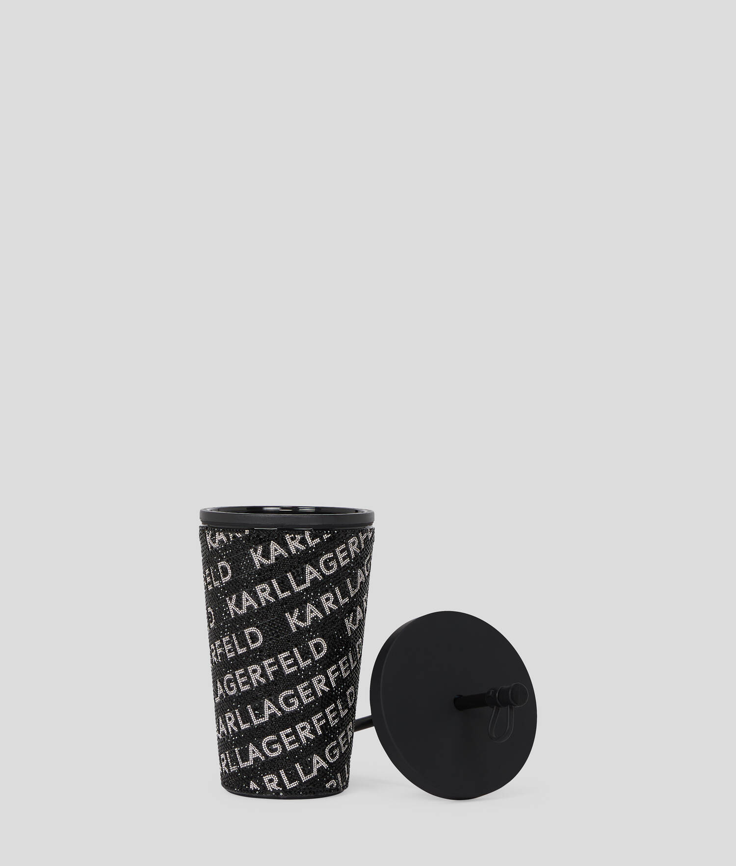TASSE À EMPORTER AVEC LOGO KARL EN STRASS - Blanc/Noir