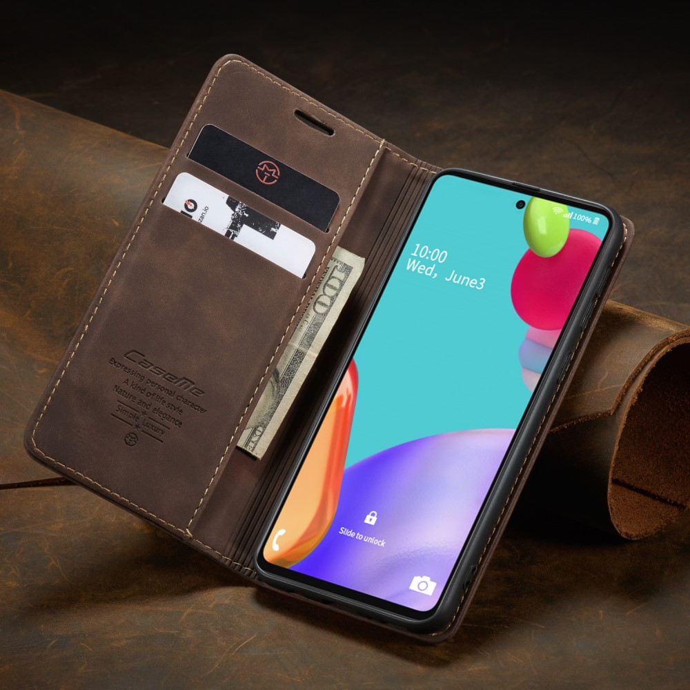 Samsung Galaxy A52s 5G / A52 (5G) Leder Tasche Flip Wallet Etui mit Kartenfächern - Coffee