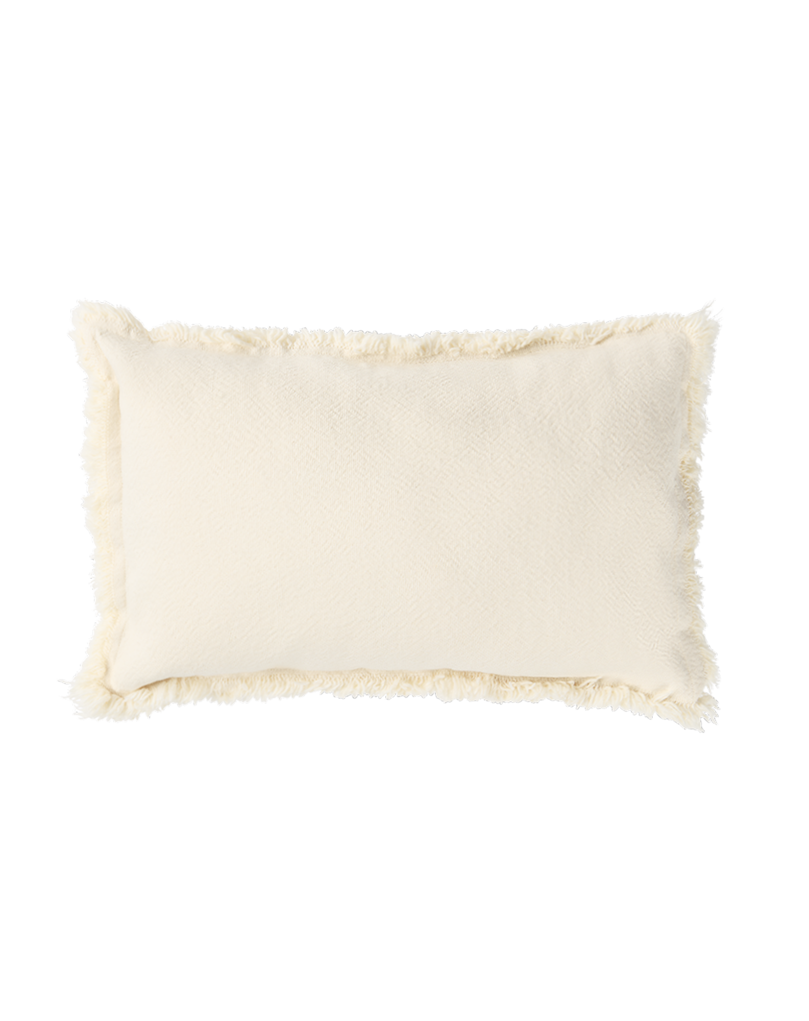 Coussin à franges landscape en coton lavé | Blanc