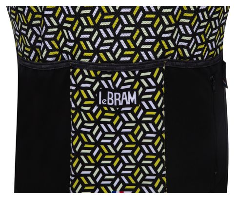 Maillot Manches Courtes LeBram Croix de Fer Noir Jaune Coupe Ajustée