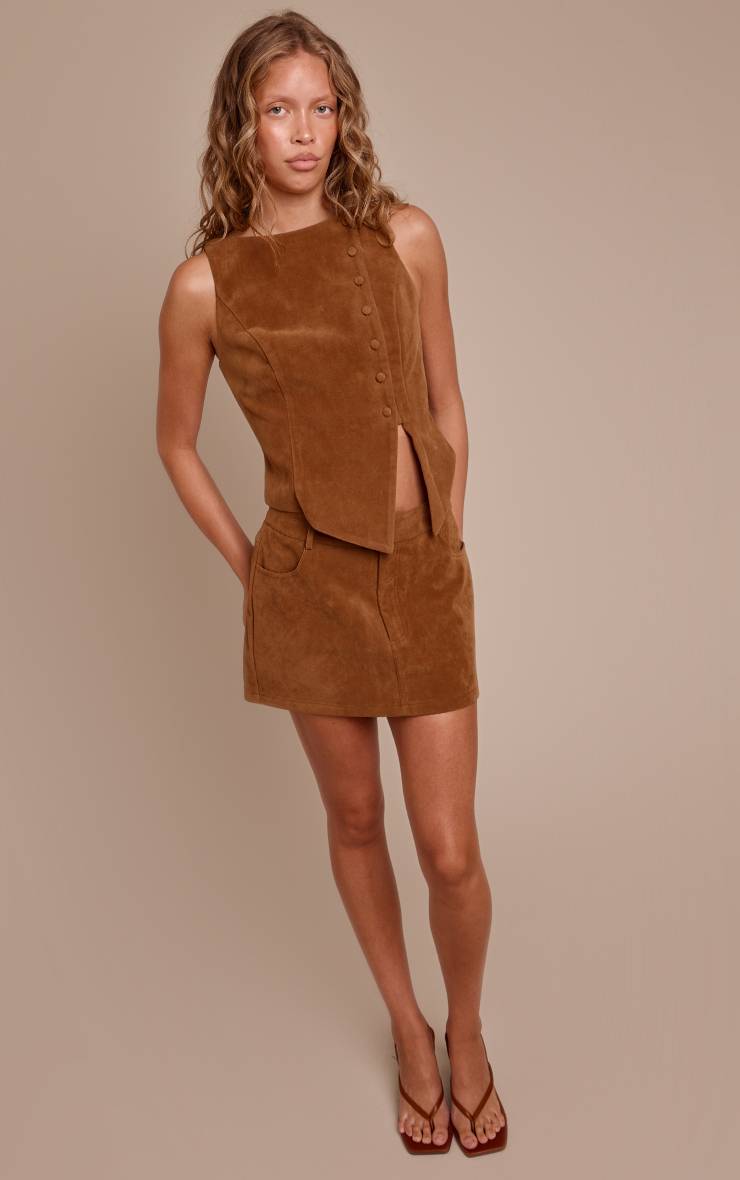 Camel Gilet Asymétrique En Synthétique Avec Détail De Boutons