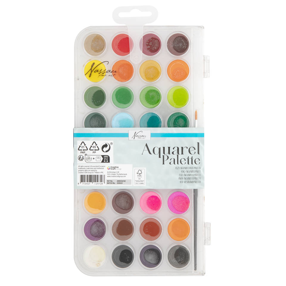 Nassau kleurenpalet aquarel 36-delig