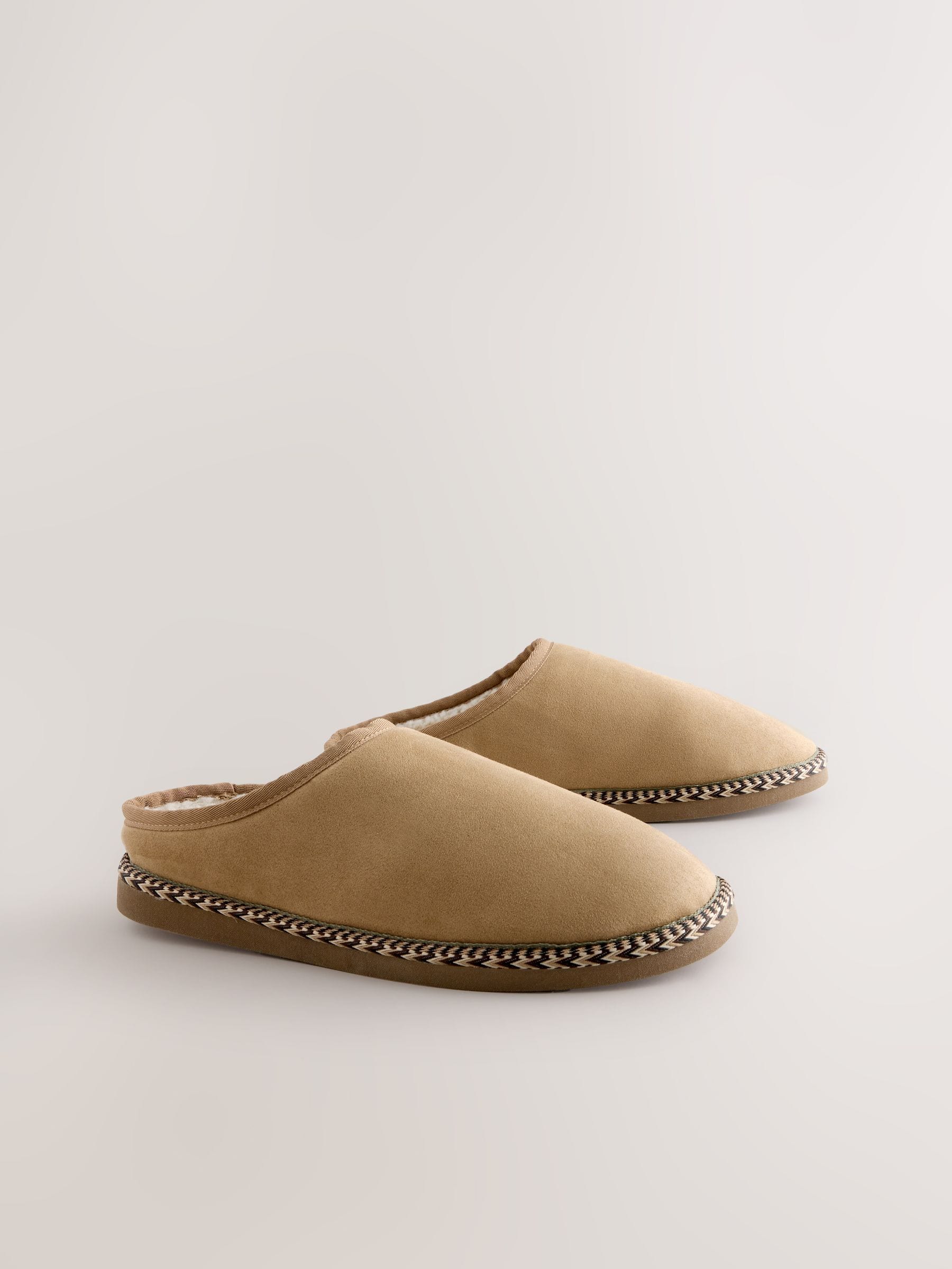 Lichtbruin - Microsuede Taped Mule Slippers