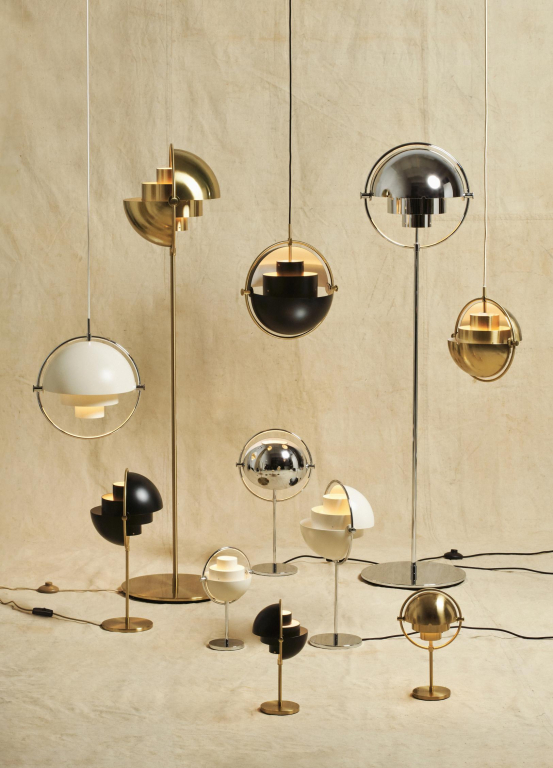 Gubi Multi-Lite vloerlamp messing