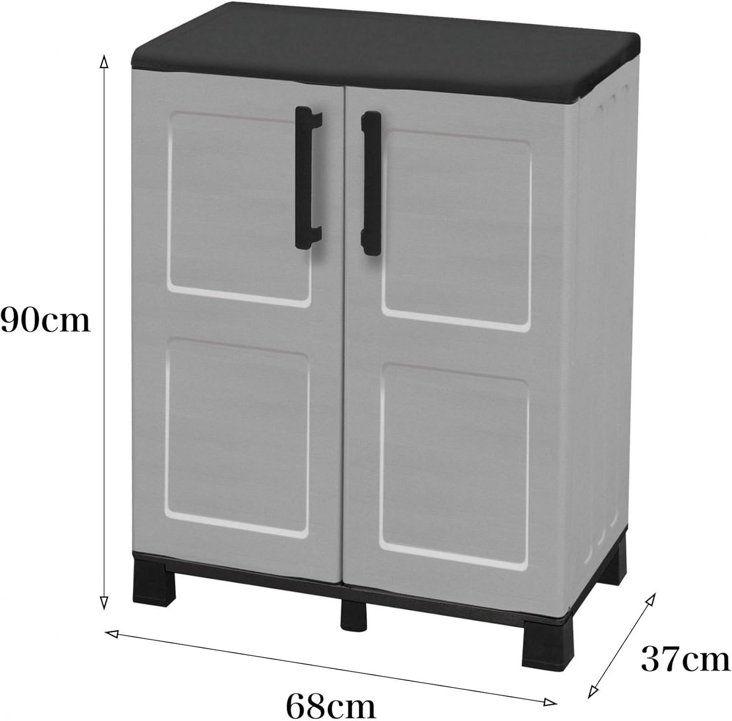 Dmora - Wavre-Außengarderobe, Mehrzweck-Balkongarderobe, 2-türiger Außenschrank, 100% Made in Italy, 68 x 37 x 90 cm, Hellgrau und Schwarz, Kariertes Finish