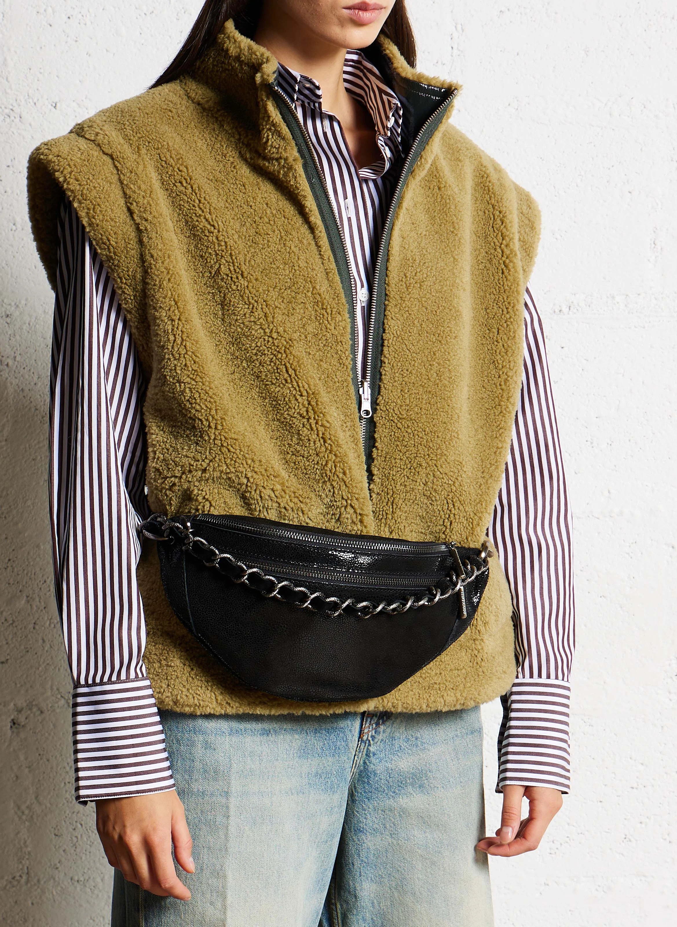 PETRA - Sac banane en cuir | Noir