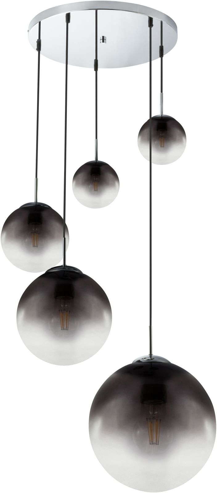 Pendelleuchte - rauchfarben-silber - 5-flammig